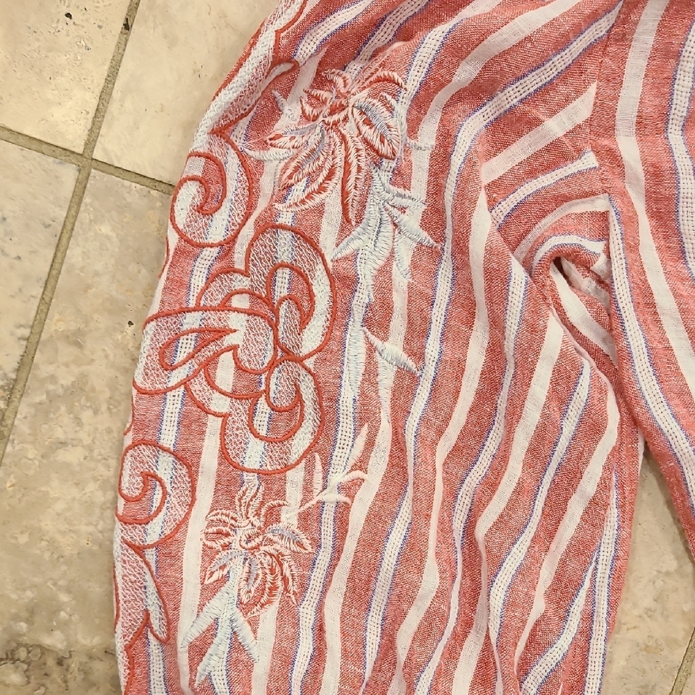 Anthropologie Red and White Embroidered Blouse - Picture 4 of 9
